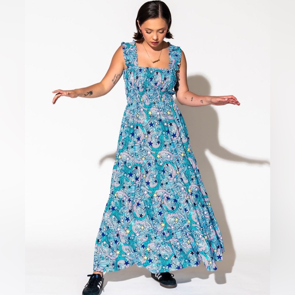 New! Dressed in LALA Rulebreaker Smocked Dress in Wonder Girl - M